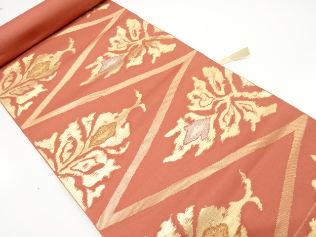 JAPANESE KIMONO / ANTIQUE BOLT FOR NAGOYA OBI / SILK / WOVEN FLORAL SARASA